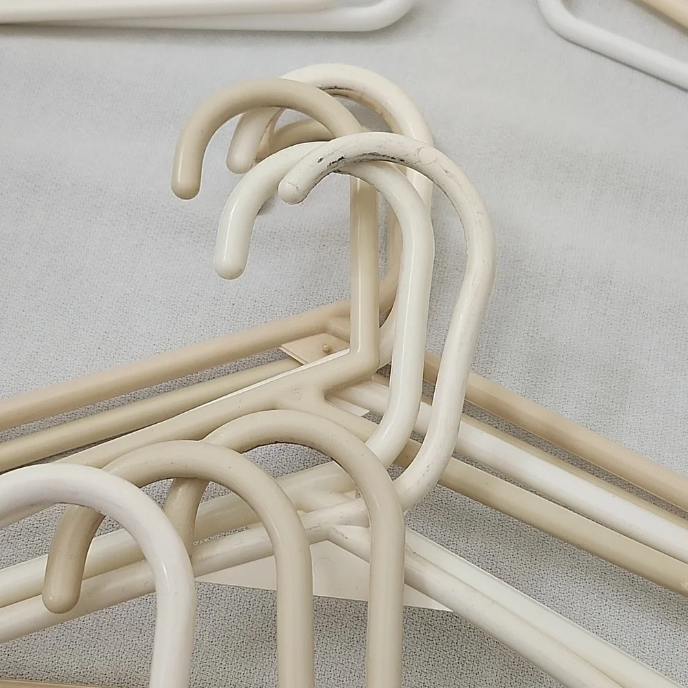 Set of 40 White and Cream Plastic Hangers